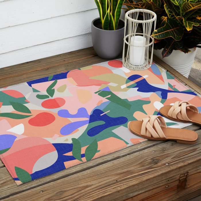 Abstract Fruits and Leaves / Modern Summer Outdoor Rug Gallery Image 2