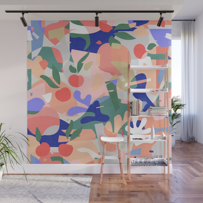 Abstract Fruits and Leaves / Modern Summer Wall Mural