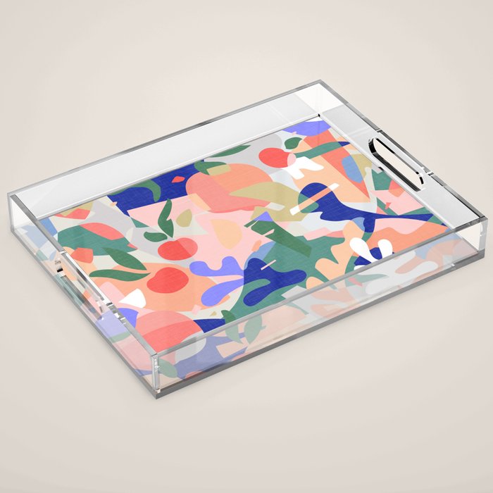 Abstract Fruits and Leaves / Modern Summer Acrylic Tray Gallery Image 1