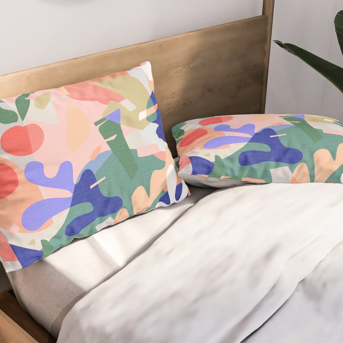 Abstract Fruits and Leaves / Modern Summer Pillow Sham Gallery Image 2