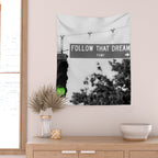 Follow That Dream Parkway black and white inspirational photograph / art photography Wall Tapestry Gallery Image 2