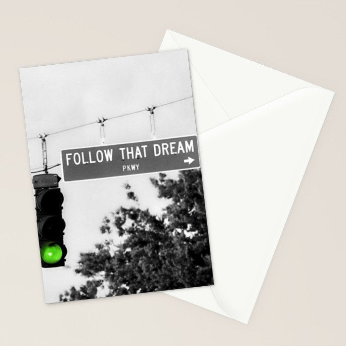 Follow That Dream Parkway black and white inspirational photograph / art photography Stationery Card Gallery Image 2