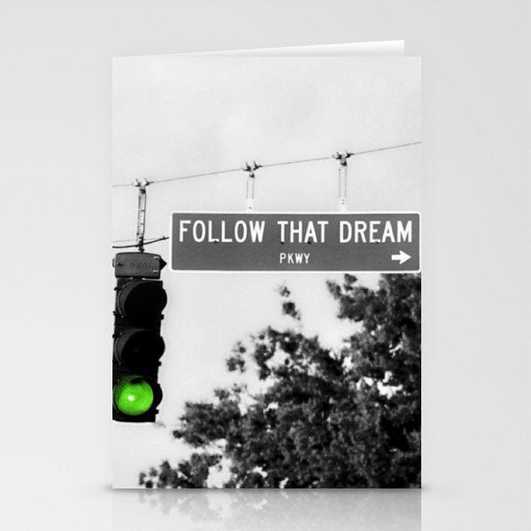 Follow That Dream Parkway black and white inspirational photograph / art photography Stationery Card Gallery Image 2