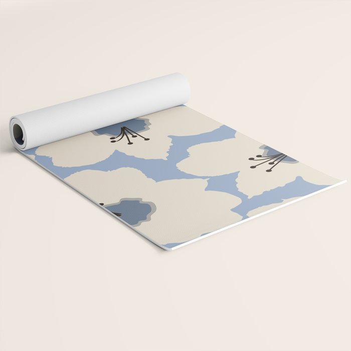 Retro Floral Light Blue Yoga Mat Gallery Image 2
