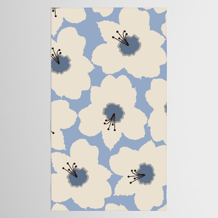 Retro Floral Light Blue Tablecloth Gallery Image 2