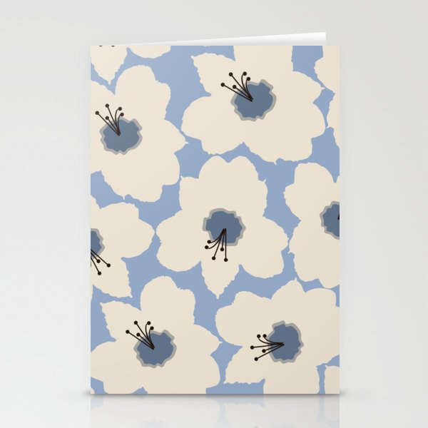 Retro Floral Light Blue Stationery Card Gallery Image 2