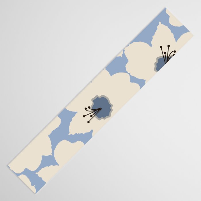 Retro Floral Light Blue Table Runner Gallery Image 3