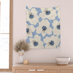 Retro Floral Light Blue Wall Tapestry Gallery Image 2