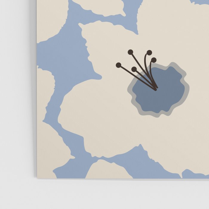 Retro Floral Light Blue Poster Gallery Image 3