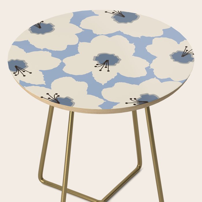 Retro Floral Light Blue Side Table Gallery Image 2