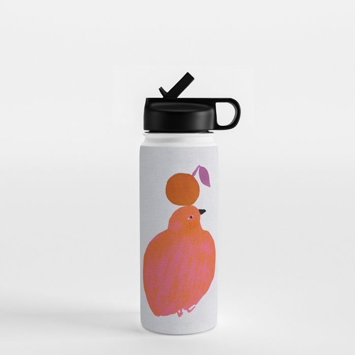 Fat Round Bird and Orange - Fuchsia and Grey Water Bottle Gallery Image 1