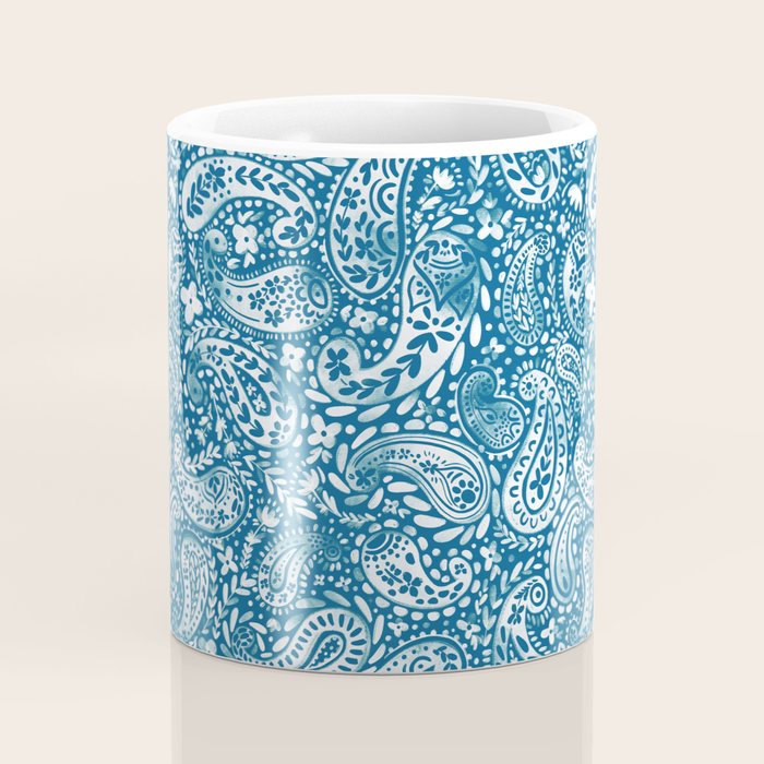 Paisley Indigo Nature Swirls Coffee Mug Gallery Image 4