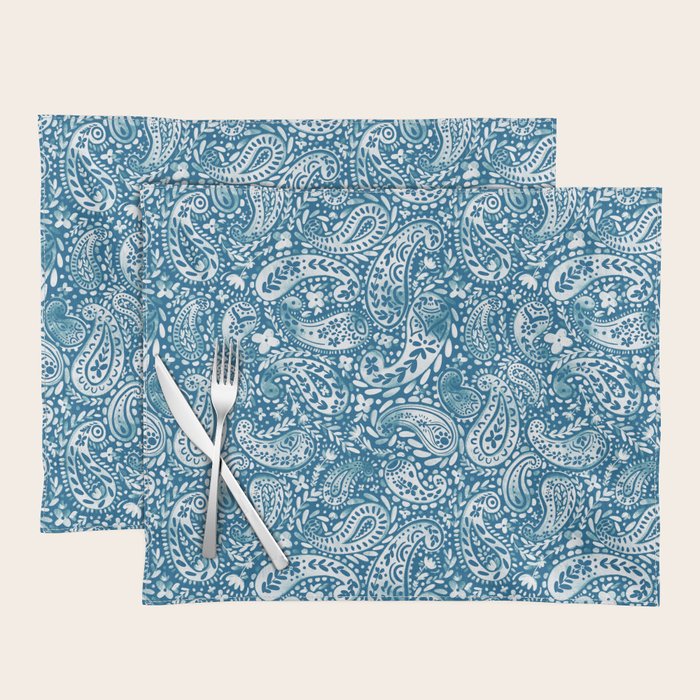 Paisley Indigo Nature Swirls Placemat Gallery Image 1