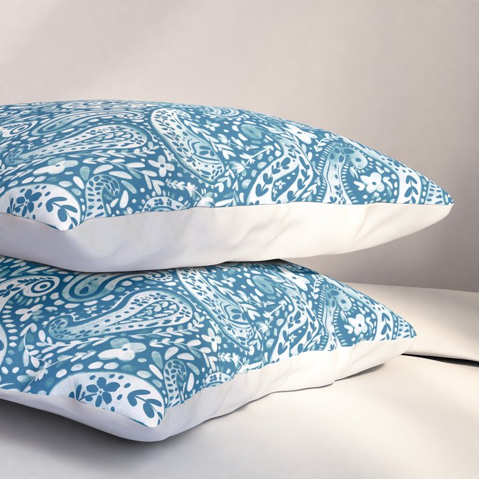 Paisley Indigo Nature Swirls Pillow Sham Gallery Image 3