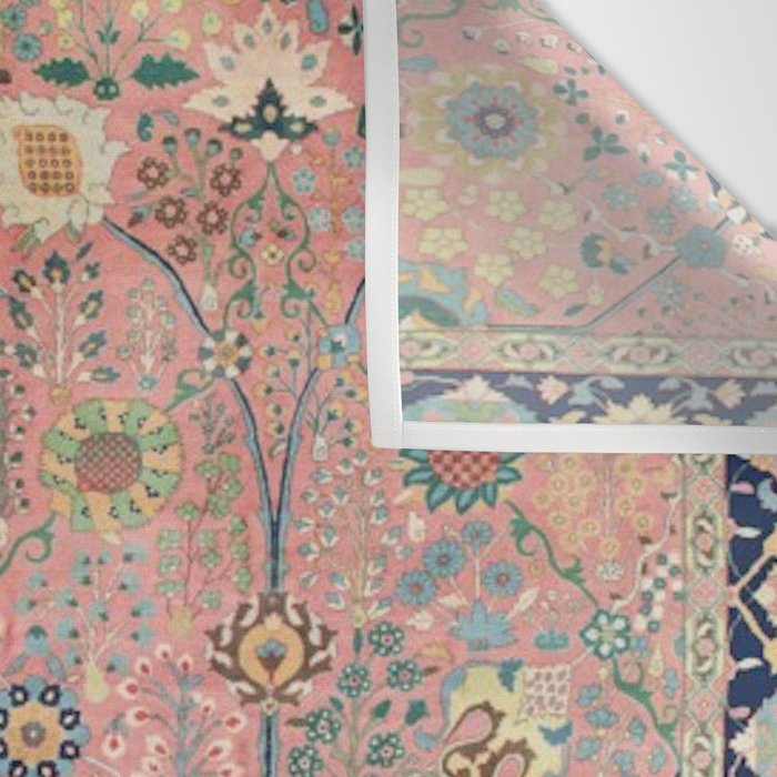 Rose Petag Tabriz Antique Persian Wall Tapestry Gallery Image 3
