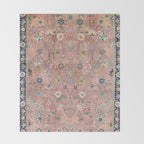 Rose Petag Tabriz Antique Persian Throw Blanket Gallery Image 2