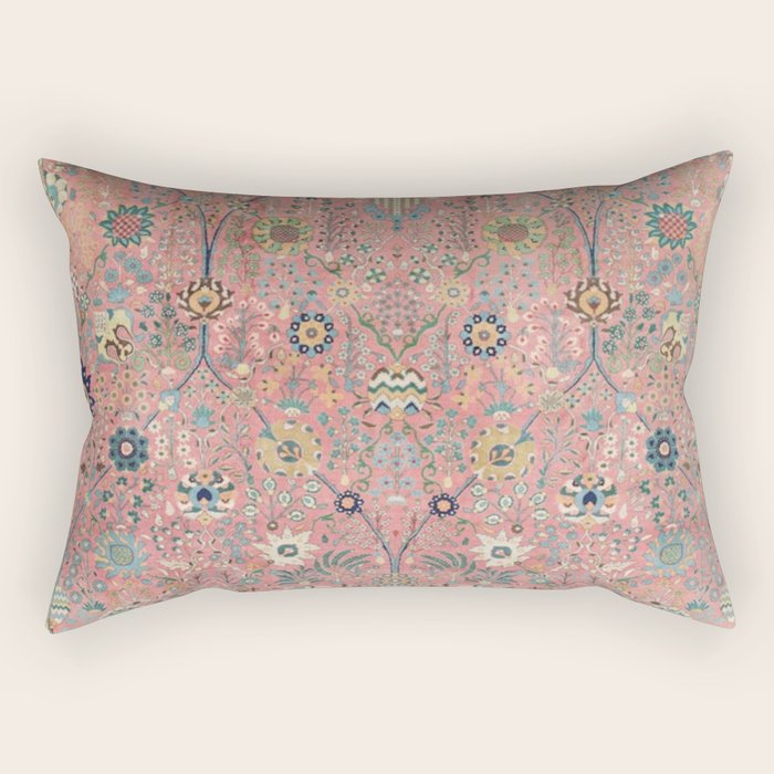 Rose Petag Tabriz Antique Persian Rectangular Pillow Gallery Image 2