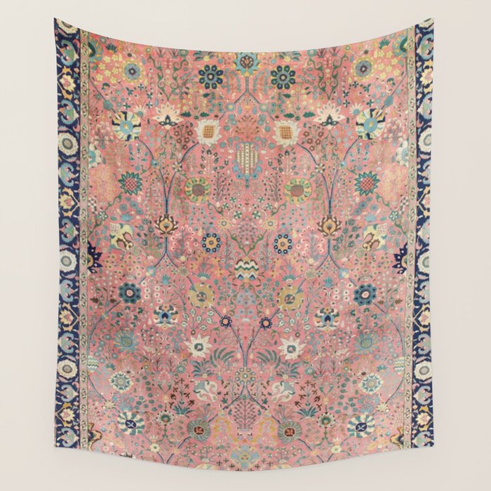 Rose Petag Tabriz Antique Persian Wall Tapestry Gallery Image 4