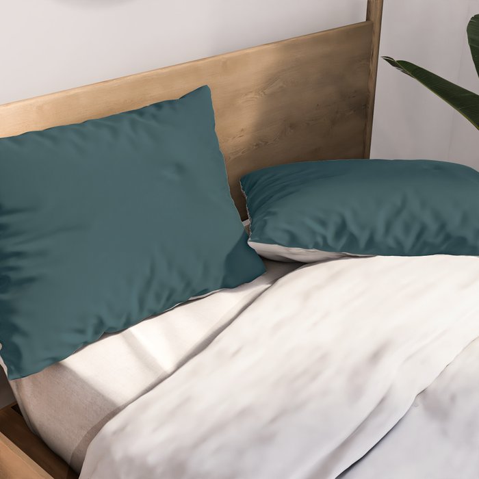 Dark Teal x Solid Color Pillow Sham Gallery Image 2