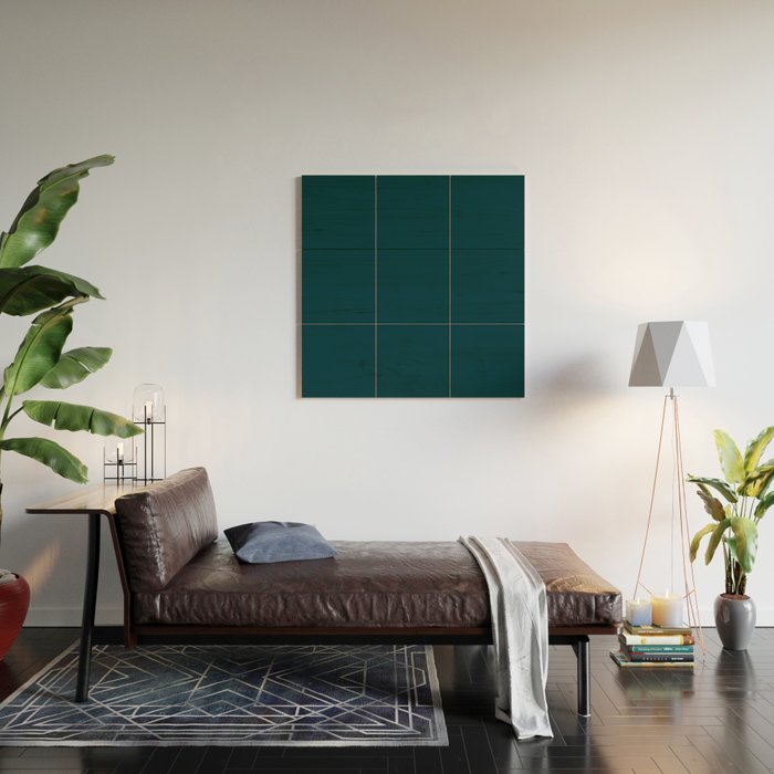 Dark Teal x Solid Color Wood Wall Art Gallery Image 2
