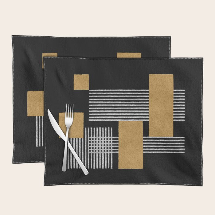 Stripes and Squares on Black Composition - Abstract Placemat Gallery Image 1