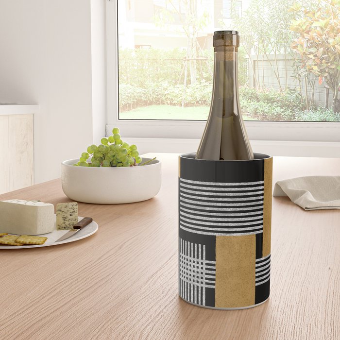 Stripes and Squares on Black Composition - Abstract Wine Chiller Gallery Image 4