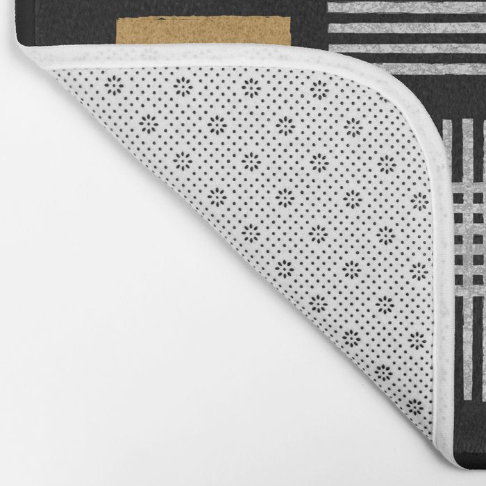 Stripes and Squares on Black Composition - Abstract Bath Mat Gallery Image 2