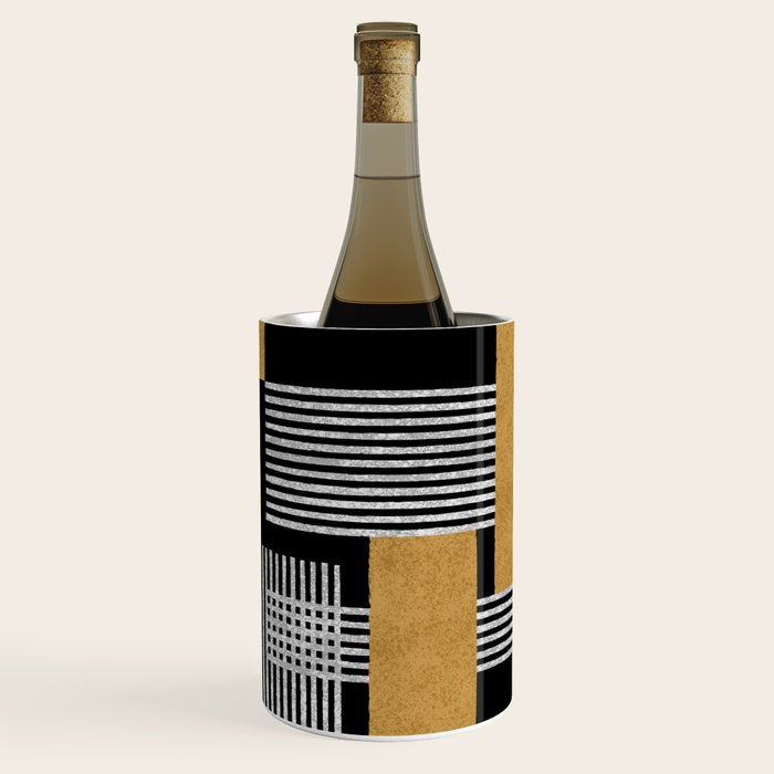 Stripes and Squares on Black Composition - Abstract Wine Chiller Gallery Image 1