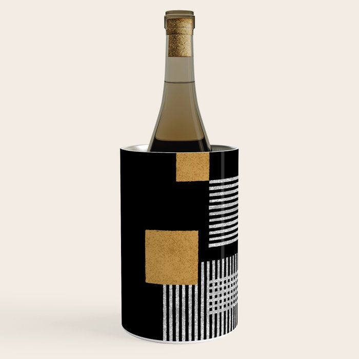 Stripes and Squares on Black Composition - Abstract Wine Chiller Gallery Image 2
