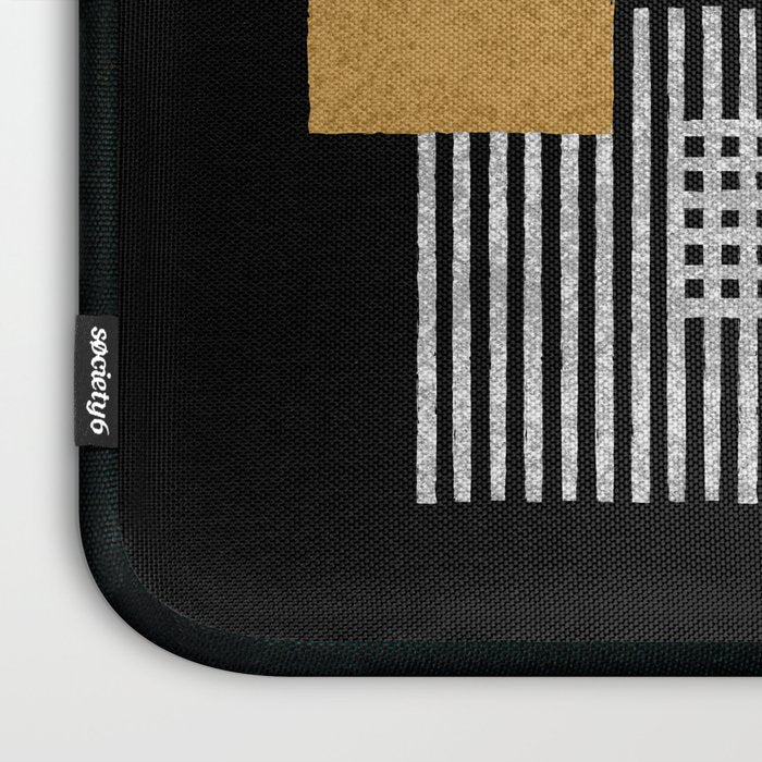 Stripes and Squares on Black Composition - Abstract Laptop Sleeve Gallery Image 3