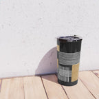 Stripes and Squares on Black Composition - Abstract Travel Mug Gallery Image 4