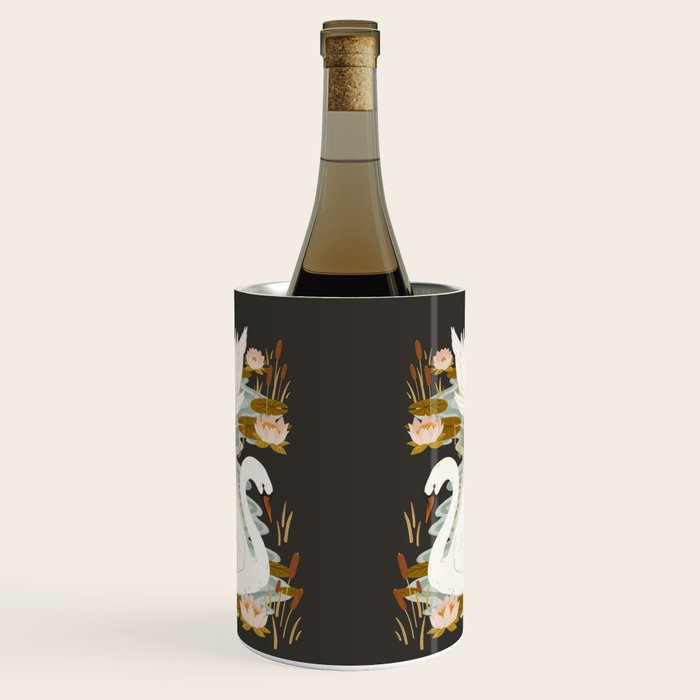 Swan Dance - Charcoal Black Background Wine Chiller Gallery Image 1