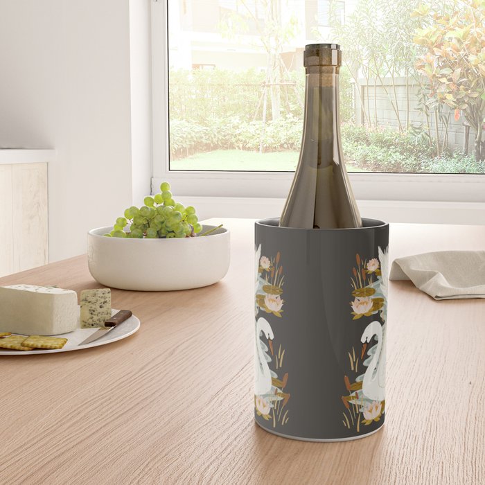 Swan Dance - Charcoal Black Background Wine Chiller Gallery Image 4