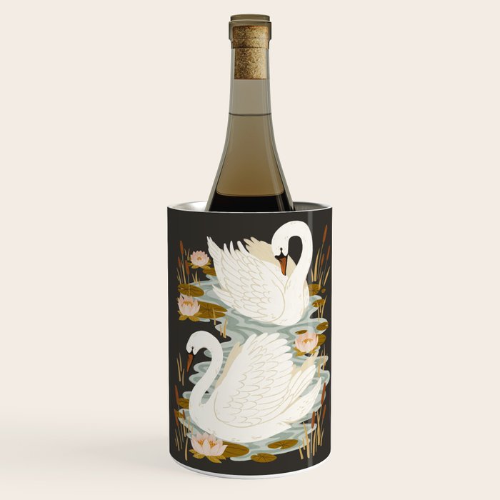 Swan Dance - Charcoal Black Background Wine Chiller Gallery Image 3