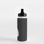 White Cat On Black Water Bottle Gallery Image 2