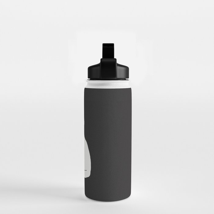White Cat On Black Water Bottle Gallery Image 2
