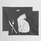 White Cat On Black Placemat Gallery Image 1
