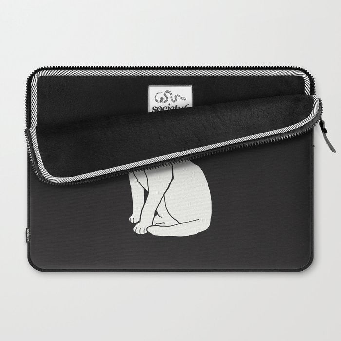 White Cat On Black Laptop Sleeve Gallery Image 2