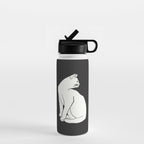 White Cat On Black Water Bottle Gallery Image 1