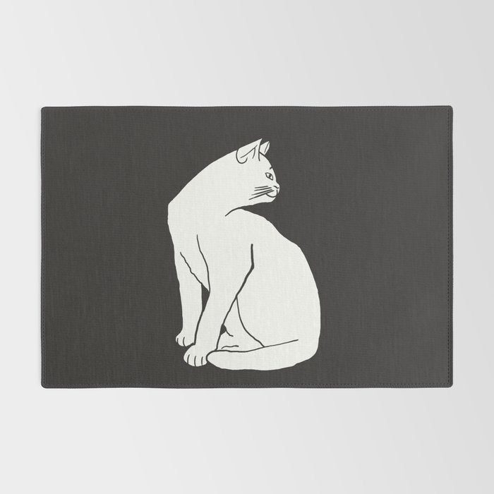 White Cat On Black Rug Gallery Image 2