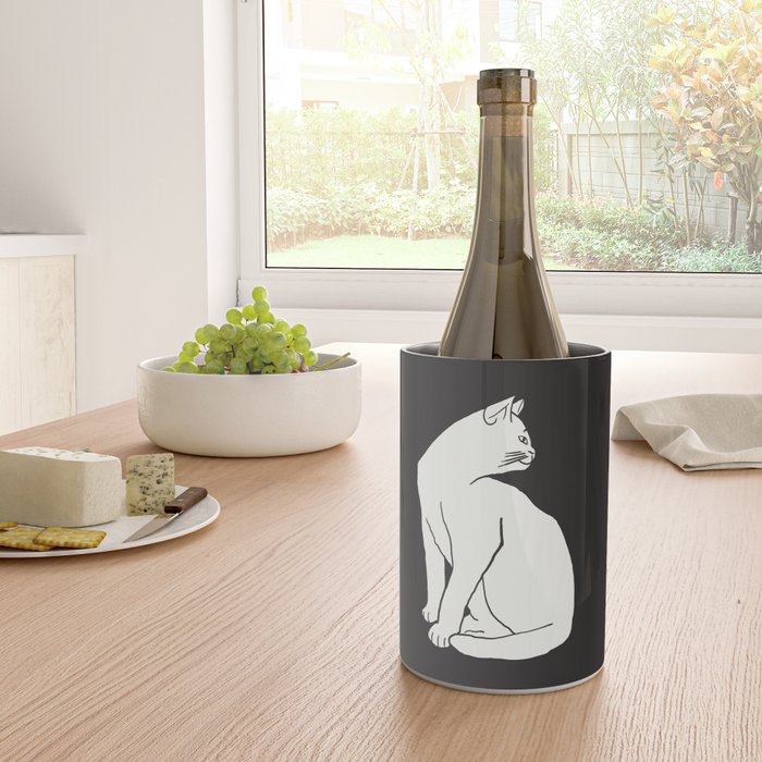 White Cat On Black Wine Chiller Gallery Image 4