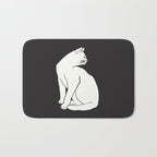 White Cat On Black Bath Mat Gallery Image 1