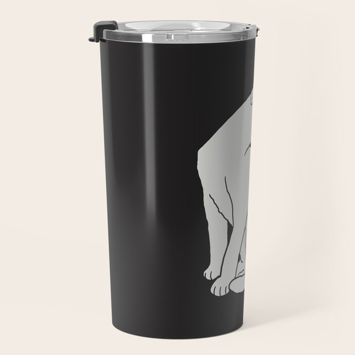 White Cat On Black Travel Mug Gallery Image 3