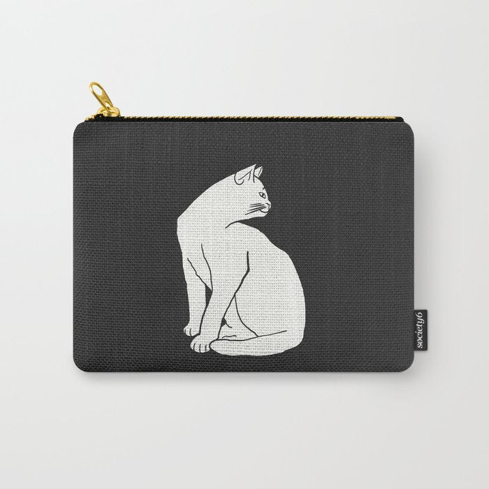 White Cat On Black Carry All Pouch Gallery Image 1