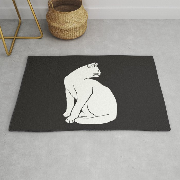 White Cat On Black Rug Gallery Image 1