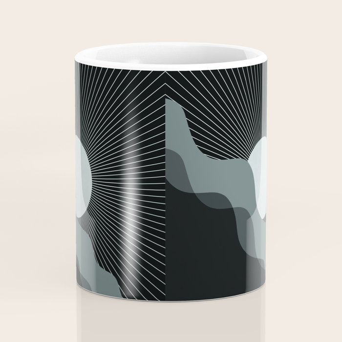 Abstraction_SUNRISE_SUNSET_BLACK_WHITE_MONO_POP_ART_0622A Coffee Mug Gallery Image 4