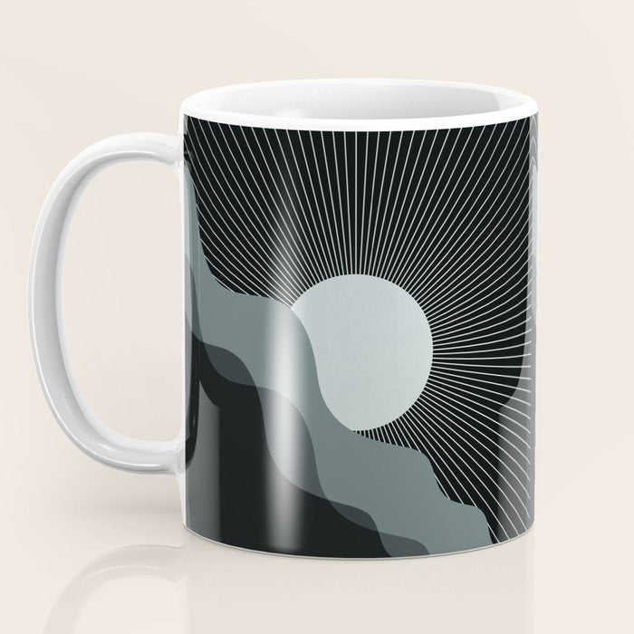 Abstraction_SUNRISE_SUNSET_BLACK_WHITE_MONO_POP_ART_0622A Coffee Mug Gallery Image 3