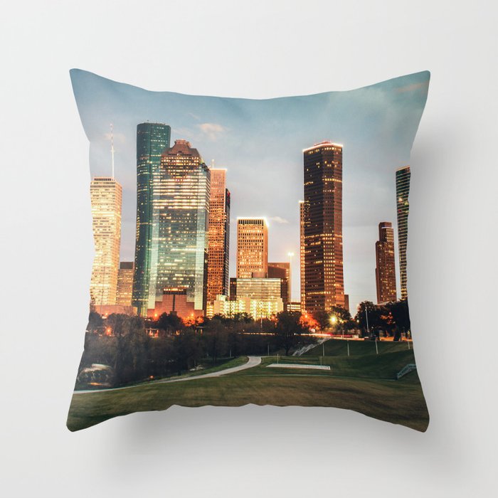 houston skyline Throw Pillow Gallery Image 6