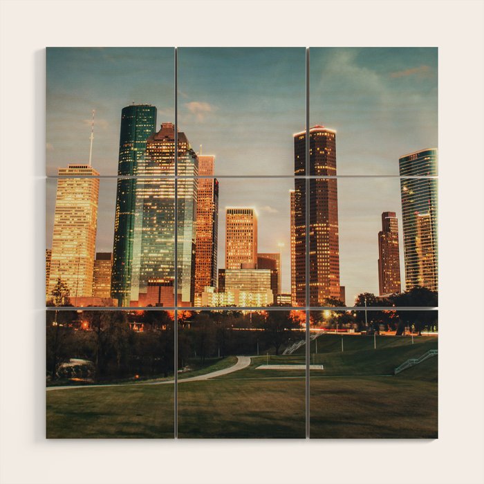 houston skyline Wood Wall Art Gallery Image 1