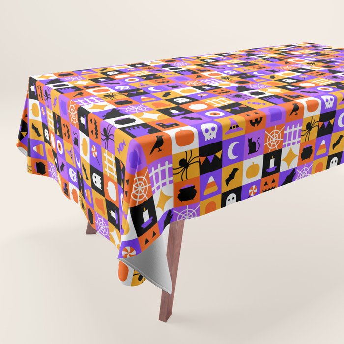 Geometric halloween mosaic pattern Tablecloth Gallery Image 1